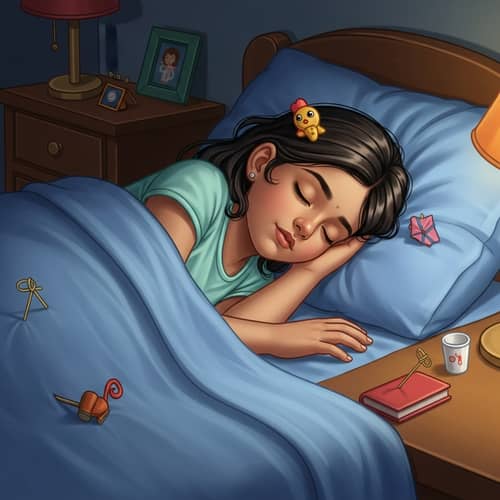 Mischievous Dreams: Sleeping Girl with Playful Expressions