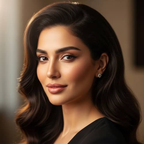 Radiant Middle-Eastern Woman: Flawless Hair & Skin | Confidence in her Mid-30s