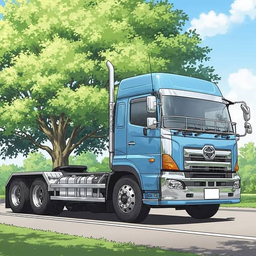 Vibrant Blue Truck on Suburban Road