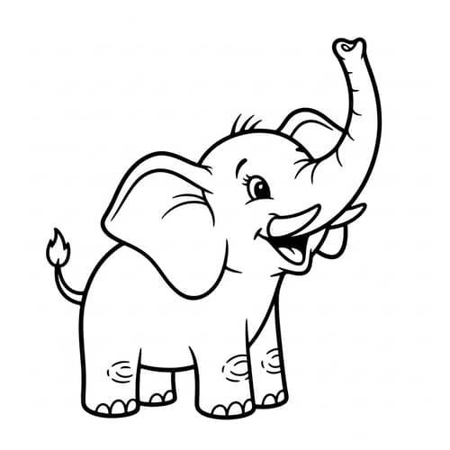 Vintage Cartoon Elephant Coloring Page for Kids | Fun & Creative Activity