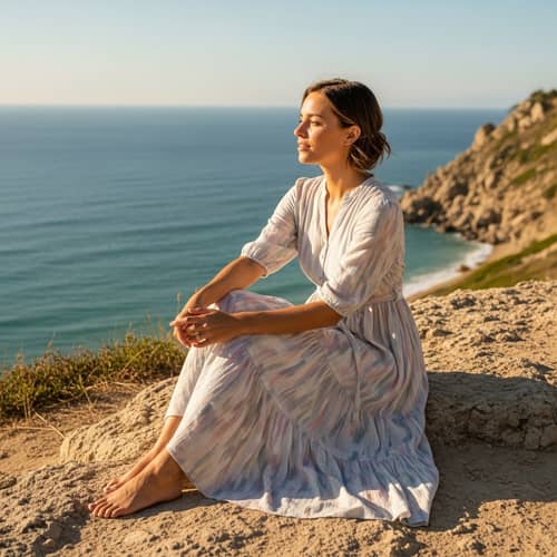 Elegant Woman in Ethereal Pastel Colors | Serene Outdoor Pose