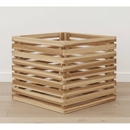 Handcrafted Medium Wood Slatted Planter for Gardening & Decor