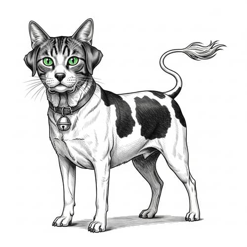 Unique Creature with Dog Body, Cow Tail, Cat Eyes