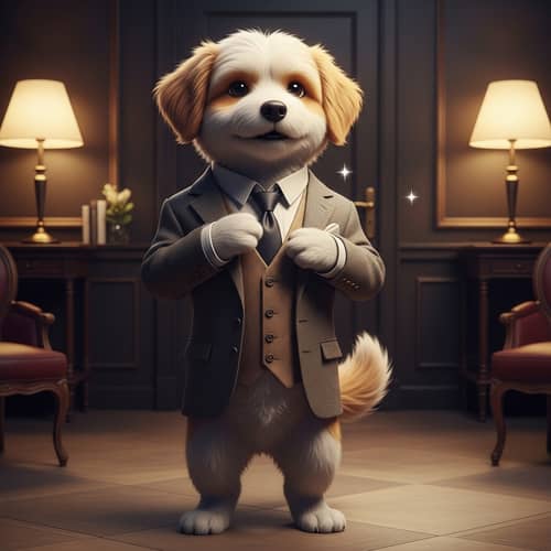 Sophisticated Canine in Classic Tweed Suit | Charming Dog Character