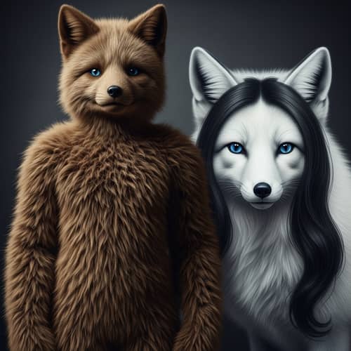 Surreal Nature and Fantasy Imagery with Fur-covered Human and Fox