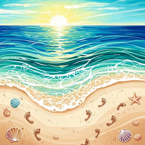 Tranquil Beach Abstract Art | Serene Ocean Waves Painting