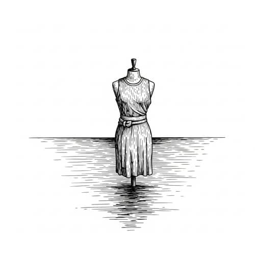 Minimalistic Pen Drawing of Mannequin by Water - Artwork
