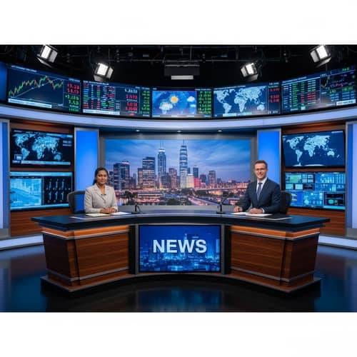 Professional News Broadcast Studio Setup