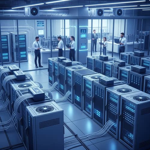 Futuristic High-Tech Data Center & IT Team | State-of-the-Art Facility