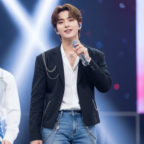Young Korean Idol in Stylish Performance Attire