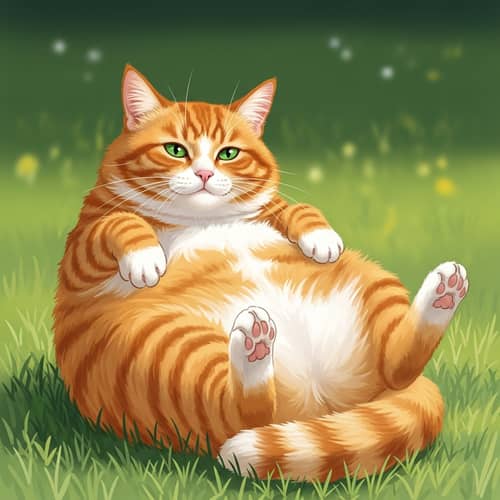 Plump Orange Cat with Bright Fur | Cute and Relaxed Feline