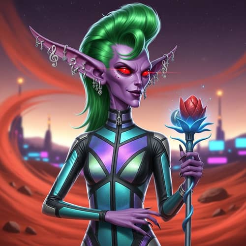Alien Shakira: Martian Transformation with Green Hair & Purple Skin