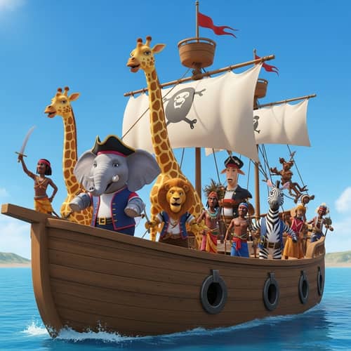 Fun Children's Show in Africa with Pirates and African Animals
