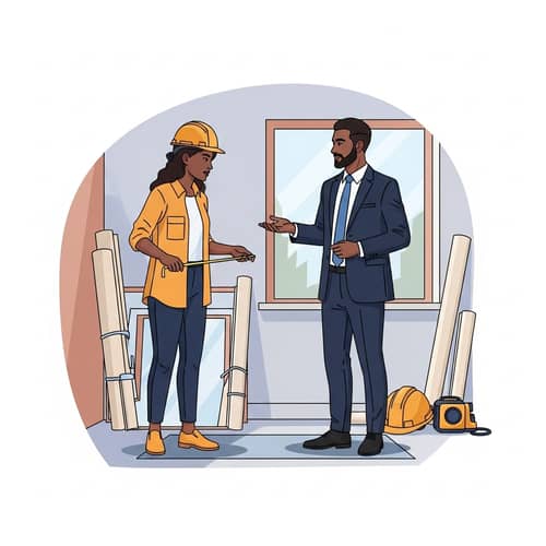 Diverse Interior Designer & Businessman at Construction Site