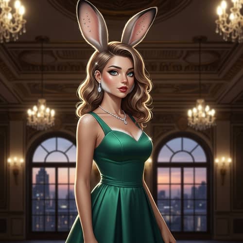Elegant Russian Woman in Evening Dress