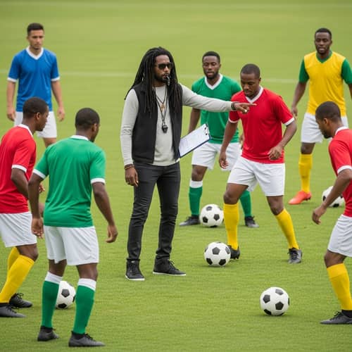 Experienced Reggae-Inspired Football Coach on Vibrant Field