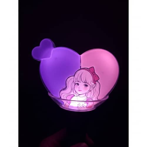 Charming Heart-Shaped Purple and Pink Kpop Fanmade Lightstick