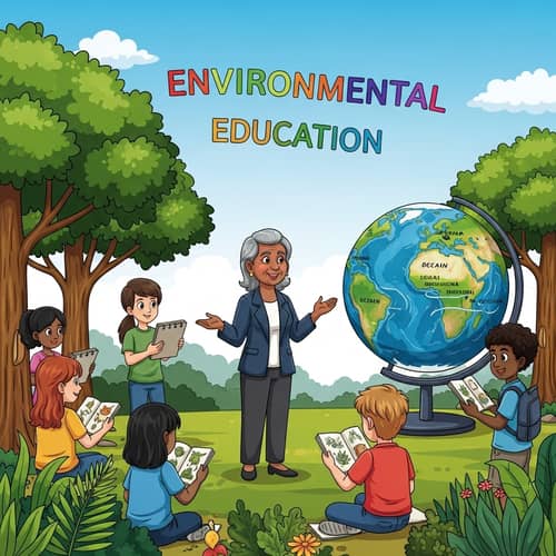 Colorful Environmental Education Scene: Explore, Learn, Connect