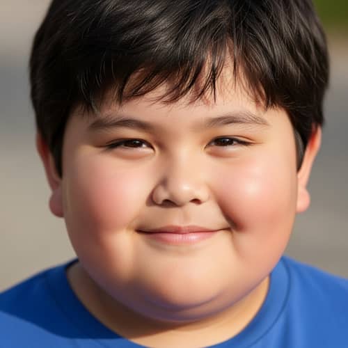 Adorable Asian Boy with Round Face and Chubby Cheeks