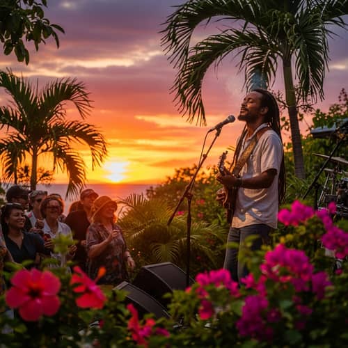 Charismatic Bob Marley: Musician in Vibrant Jamaican Setting