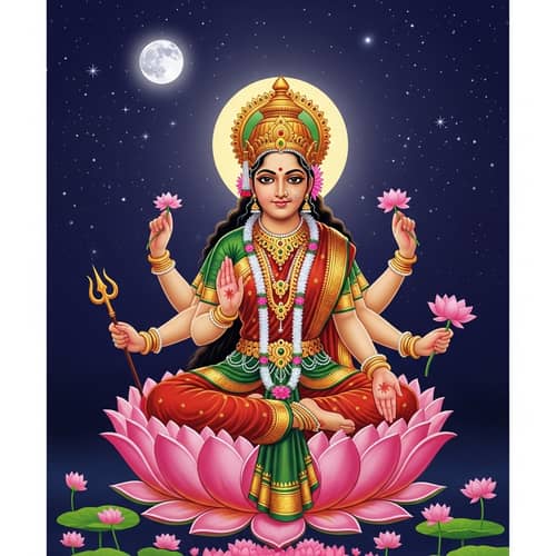 Respectful Illustration of Hindu Goddess in Traditional Sari