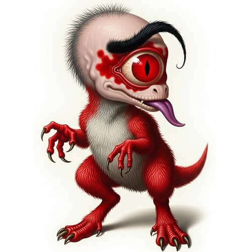 Red-Furred Dinosaur-Like Creature with Menacing Appeal