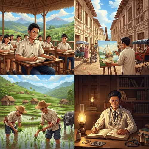 Young Filipino Student: Artist, Agriculture & Medicine in Vintage Philippines