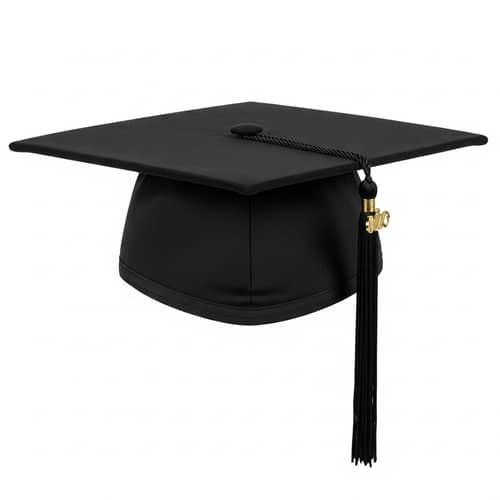 Black Square Academic Cap with Tassel for University Graduates