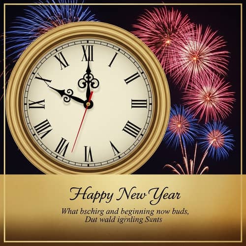 Personalised New Year Greeting Card | Elegant Clock & Fireworks
