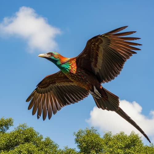 Majestic Bird Soaring | Vibrant Feathers & Wisdom | Clear Sky