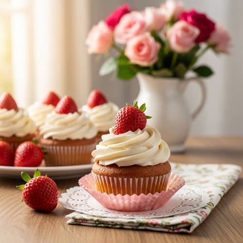 Delicious Strawberry Cupcake Photography