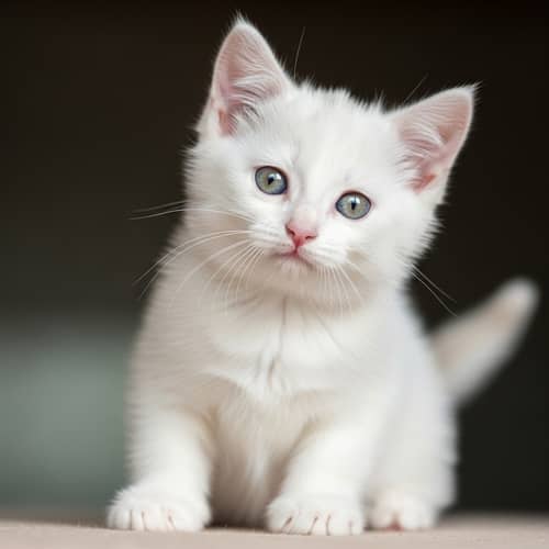 Beautiful White Kitten Basking in Sunlight