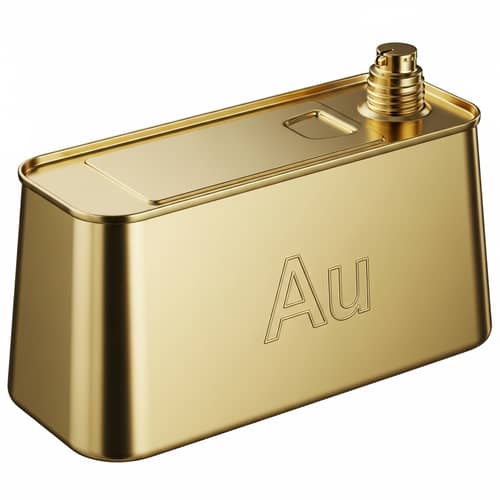 Gold-Colored Oil Can with 'Au' Inscription
