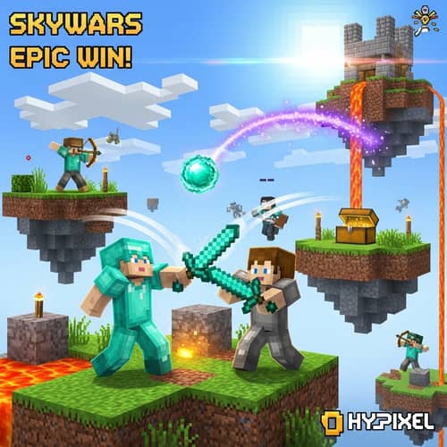 Hypixel SkyWars Minecraft Thumbnail: Epic Battle on Floating Island