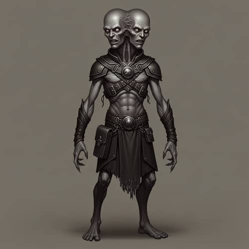 Eerie Bi-Cephalic Humanlike Creature with Two Heads