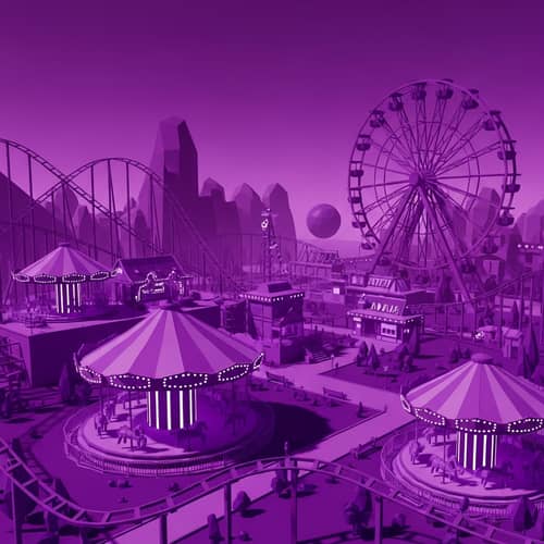 Purple Low Poly Liminal Space Amusement Park