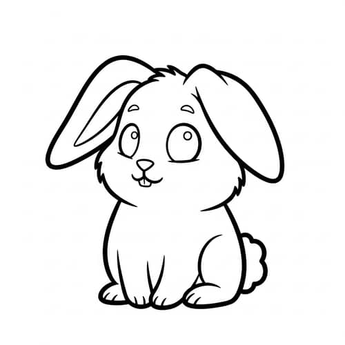 Cute Bunny Line Art Illustration for 4-Year-Olds