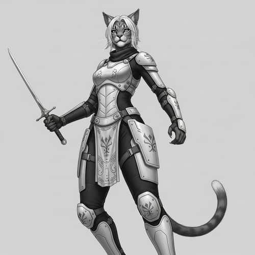 Humanoid Feline Warrior - Formidable and Skilled Fighter