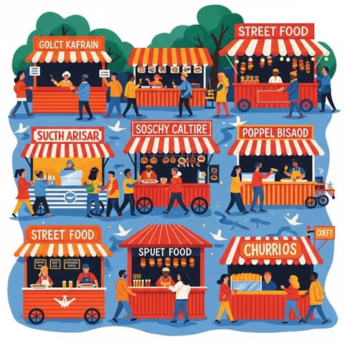 Exploring Global Street Food Culture | Vibrant History Illustration