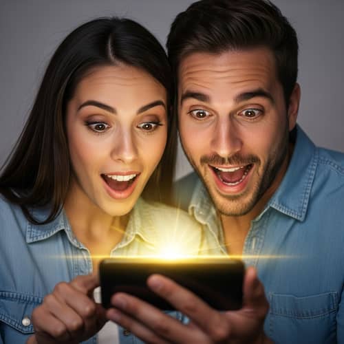 Astonished Hispanic Couple Discovers Mobile Treasure