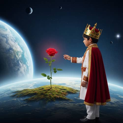 Prince Observing Rose Bloom on Strange Alien Planet Prince Observing Rose Bloom on Strange Alien Planet