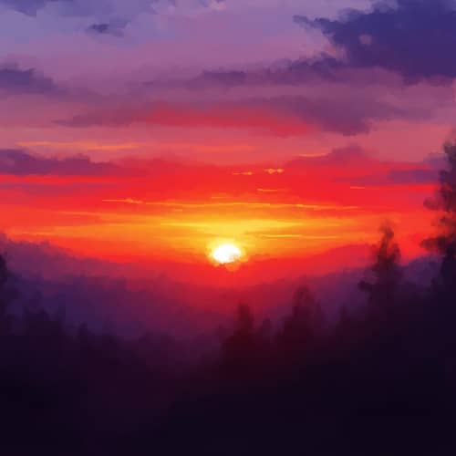 Vibrant Sunset Abstract Art