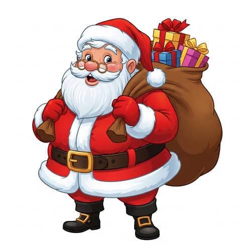 Cheerful Santa Claus in Red Suit | Cartoon Style Image