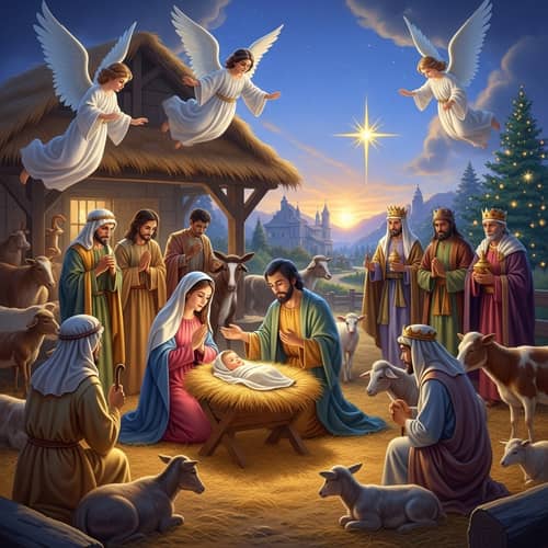 Diverse Nativity Scene with Baby Jesus - Christmas Home Decor