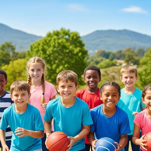 Diverse Children Engaging in Outdoor Sports Fun