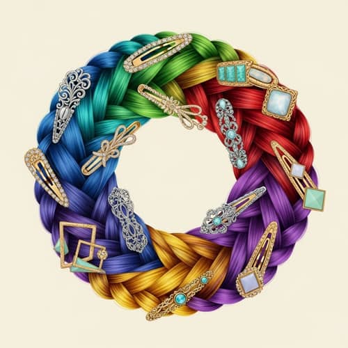 Colorful Braided Logo with Hair Clips