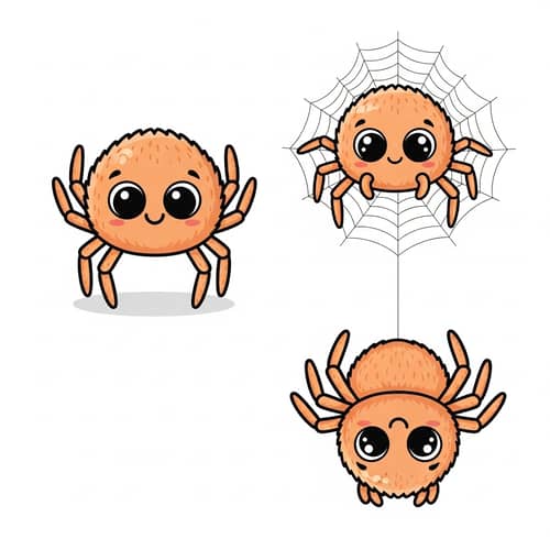 Vector Cartoon Cute Spider Poses | Unique Illustrations