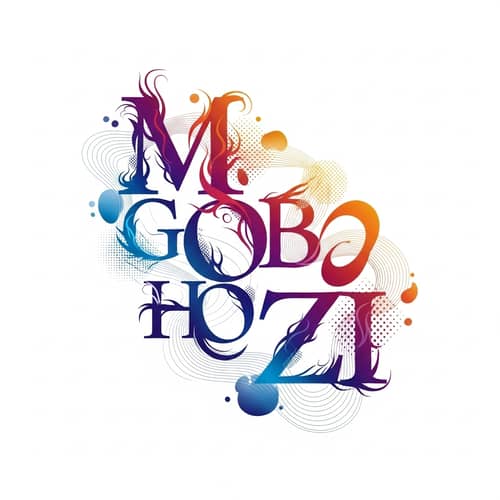 Unique Graphic Design T-Shirt with Letters M, G, O, B, H, O, Z, I