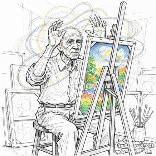Elder Man Invokes Divine Energy for Canvas Life