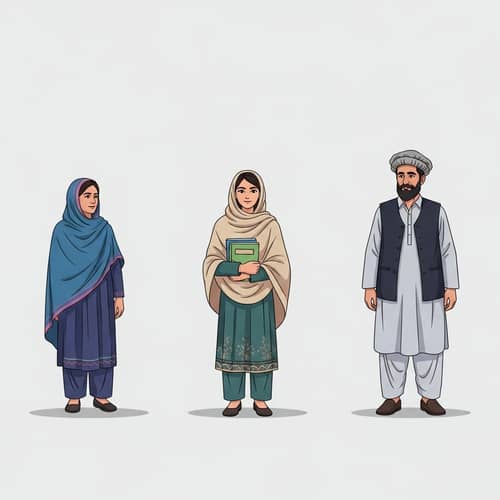 South Asian Pakhtoon Family Portrait - Education Symbolism